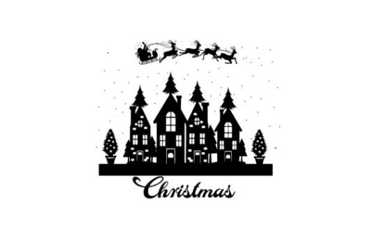 christmas houses silhouette