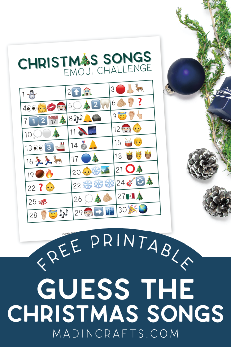 Christmas Song Emoji Guessing Game printables