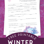 printable winter mad libs on a purple background