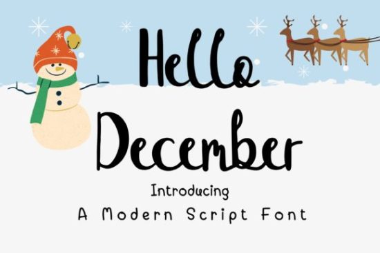 example of Hello December font