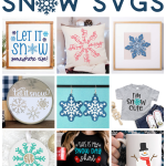 collage of DIY project that use snow themed SVG files
