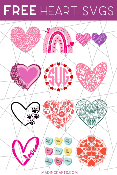 collage of free heart svg files