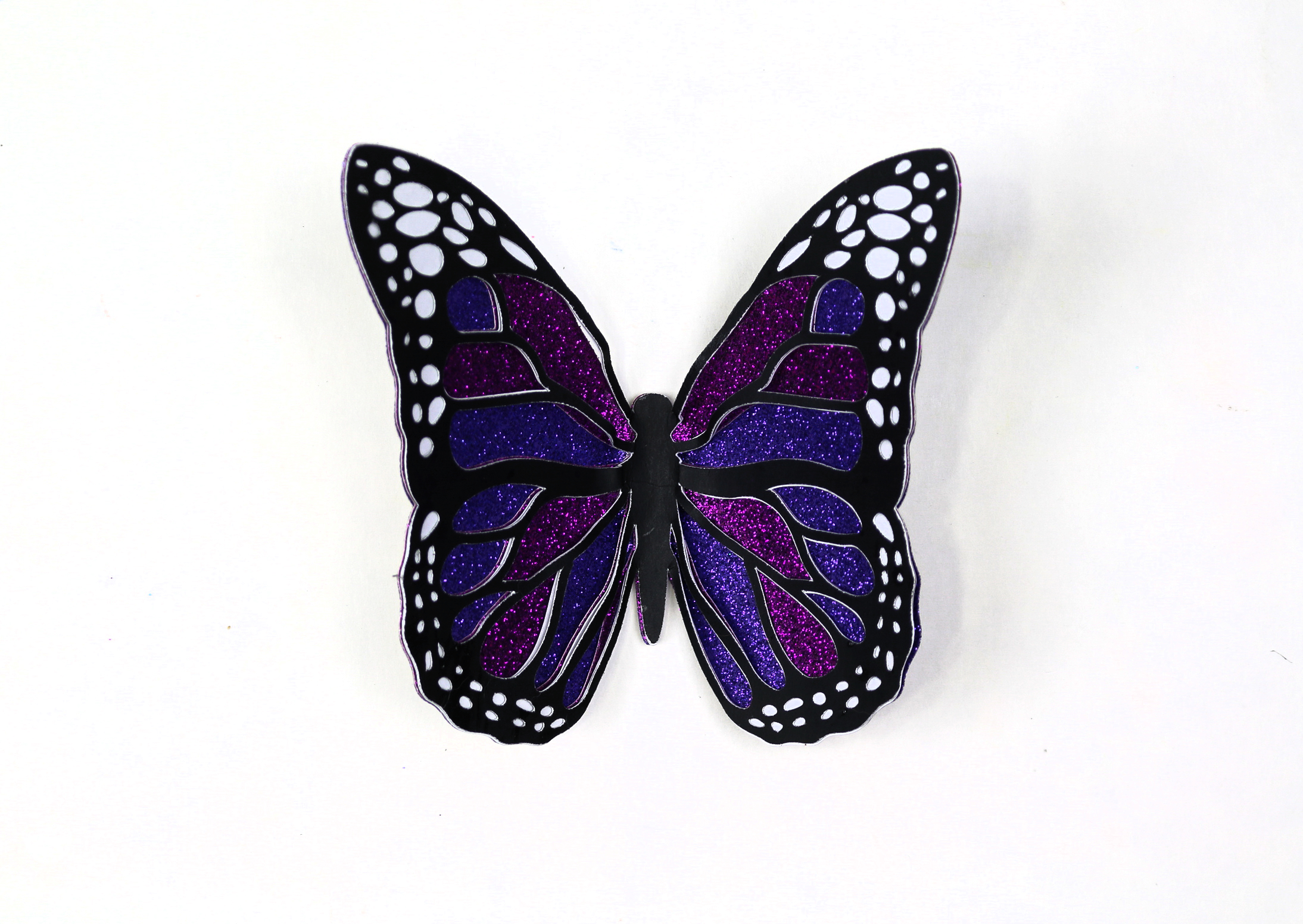 layered paper butterfly in blues and purples