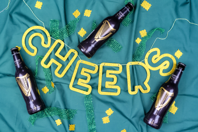 free SVG Cheers Banner on a green background