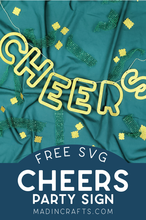 Gold glitter Cheers Banner made with a Cricut