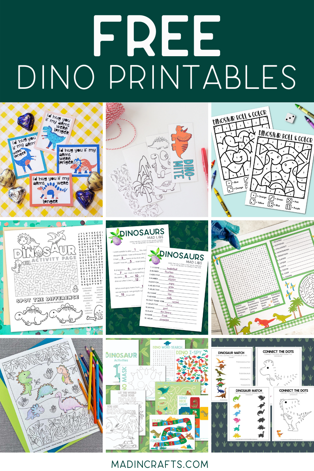 collage of dinosaur printables