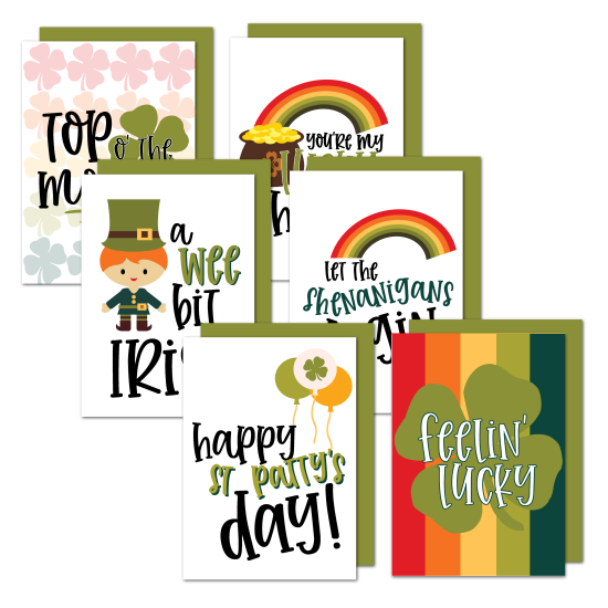 Collage of six St. Patrick's Day cards