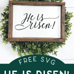He is Risen sign on a boxwood wreath