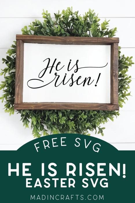 He is Risen sign on a boxwood wreath