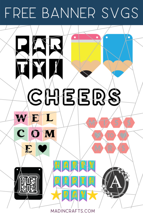 collage of party banner svg files