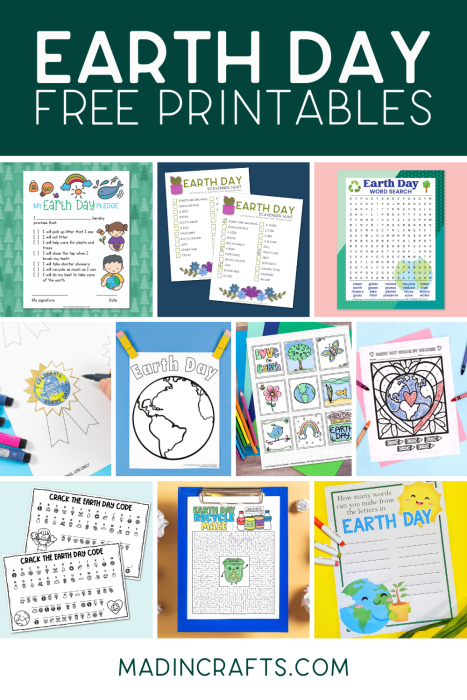 collage of earth day printables
