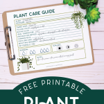 Plant care guide printable on a clipboard