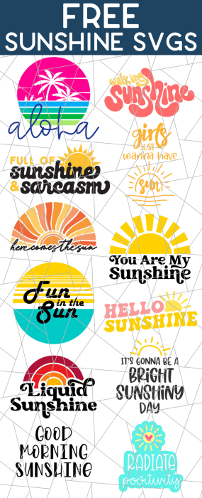 Collage of free Sunshine SVGs