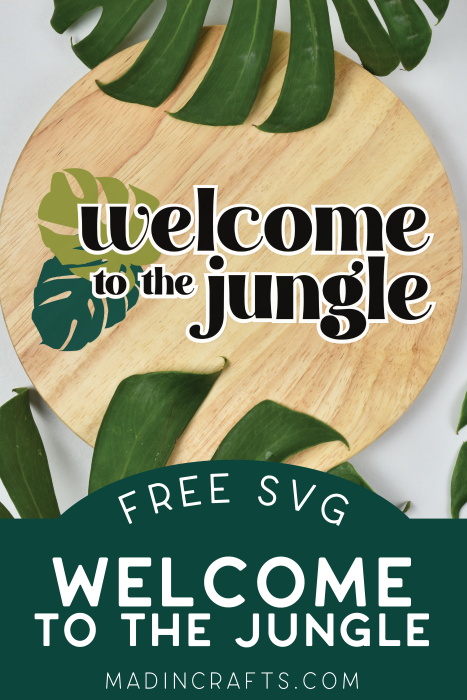 Wooden welcome to the jungle sign by monsterra leaves
