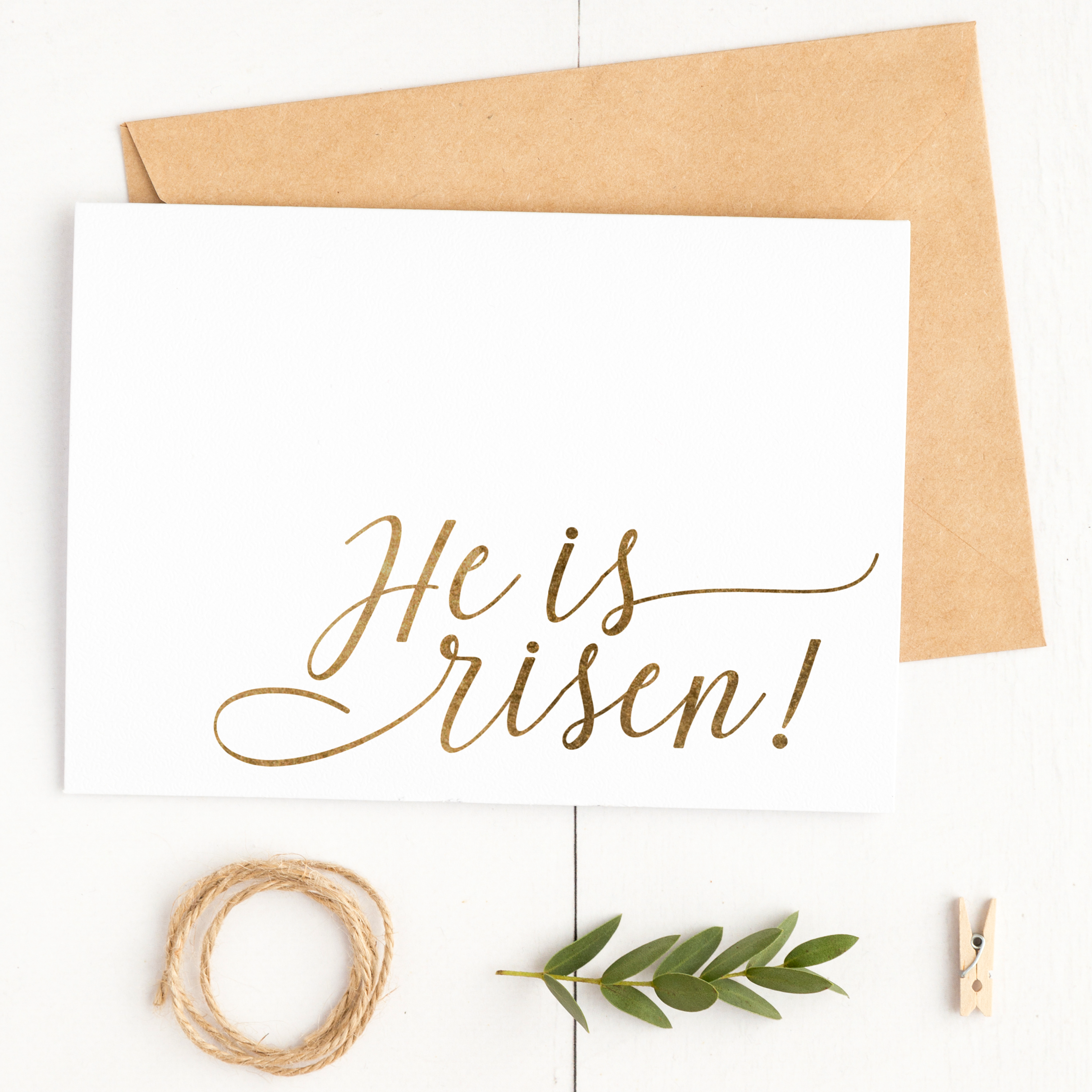 He is Risen easter card, envelope and twine