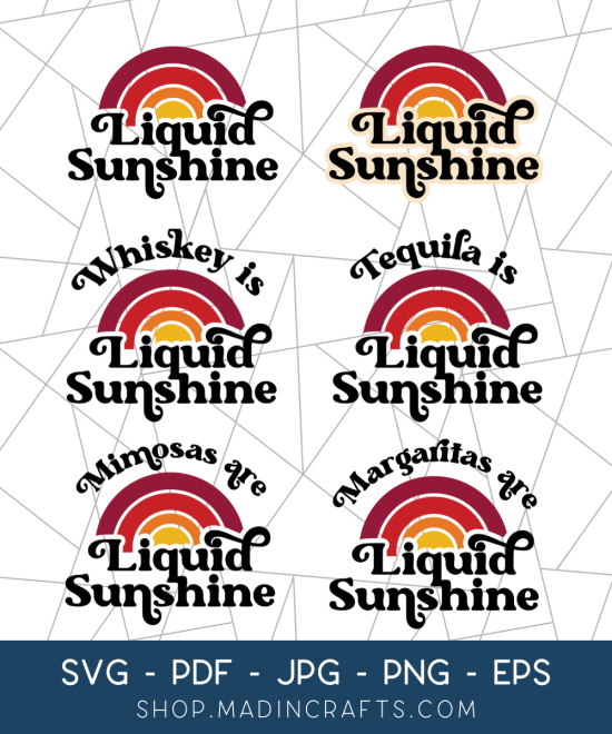 collage of Liquid Sunshine SVG designs