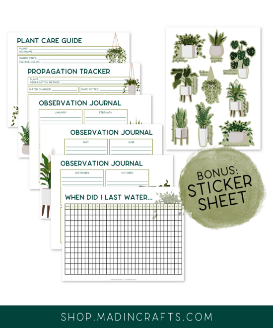 collage of plant care printable pages