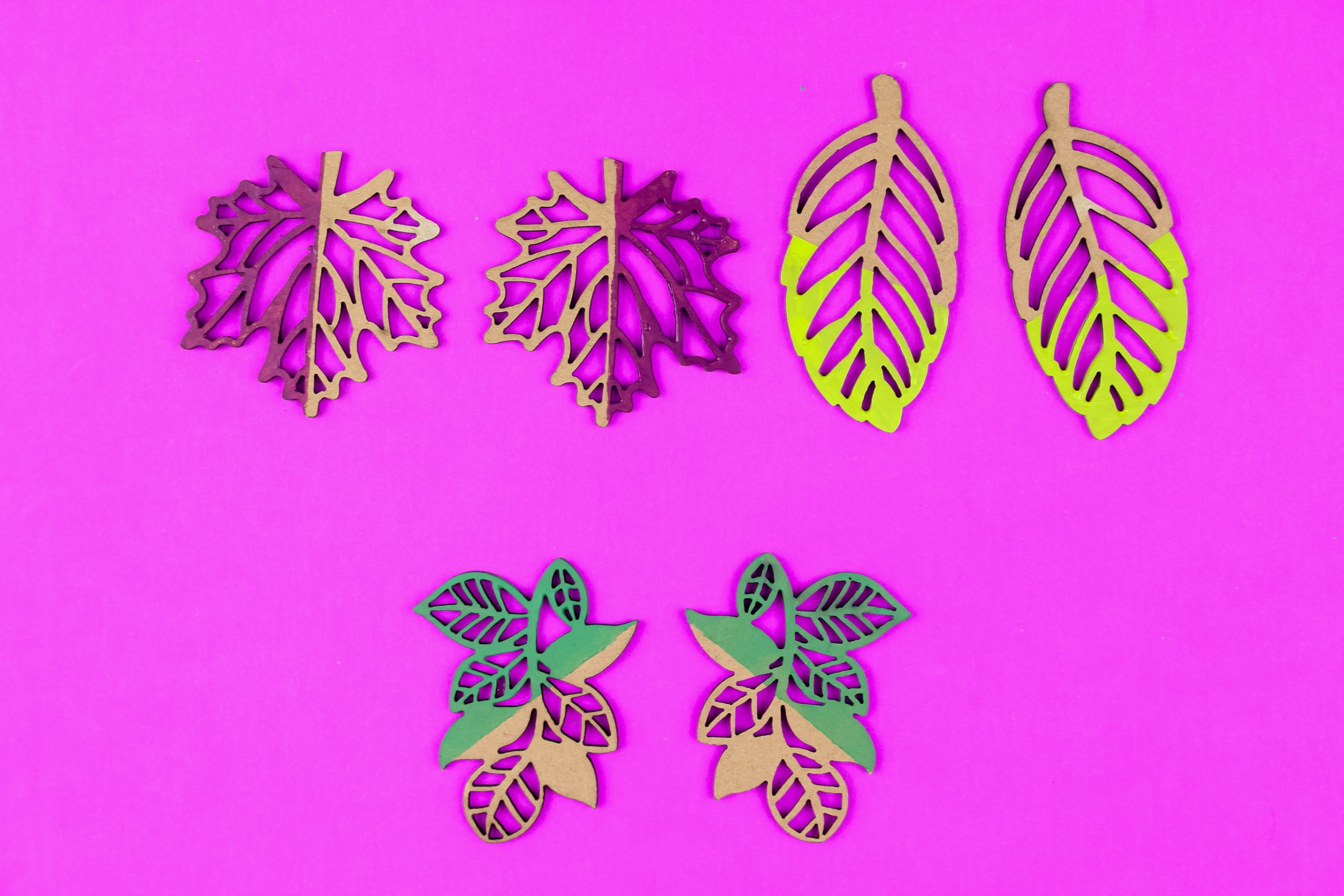 three pairs of diy leaf earrings