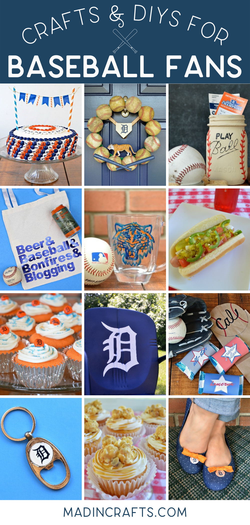 collage of baseball crafts and recipes