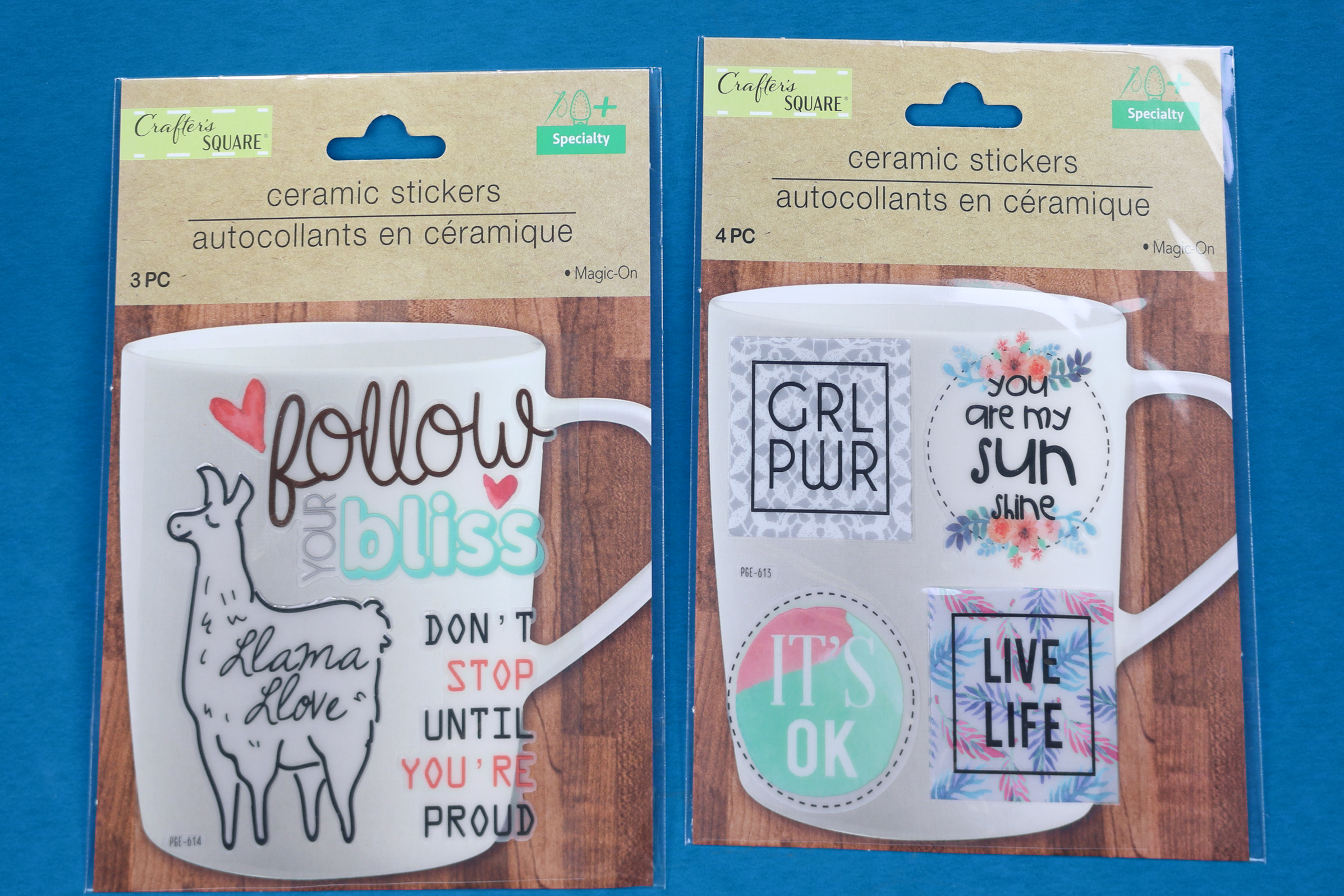 two packages of dollar store ceramic stickers