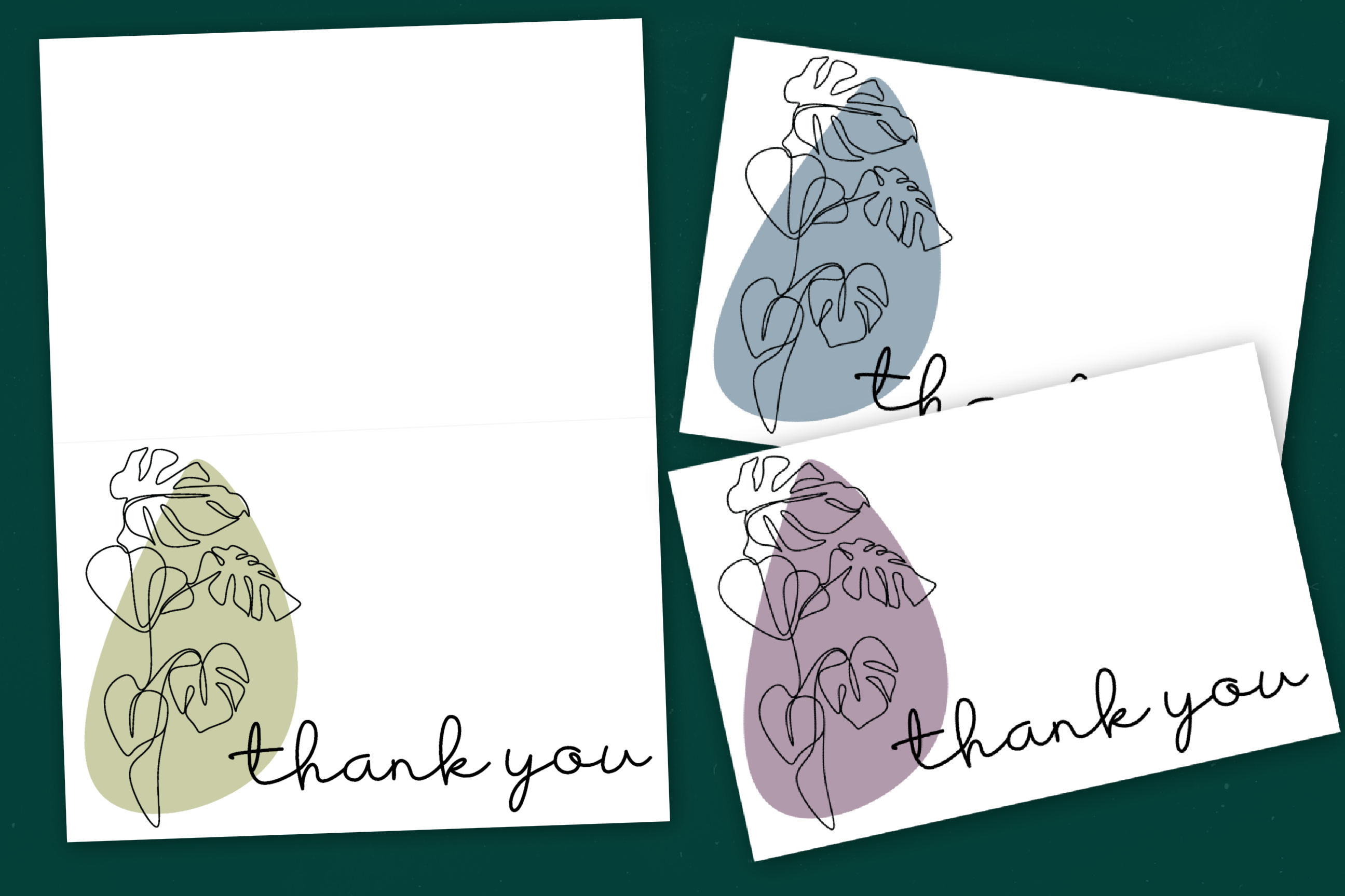 folded and unfolded printable thank you cards