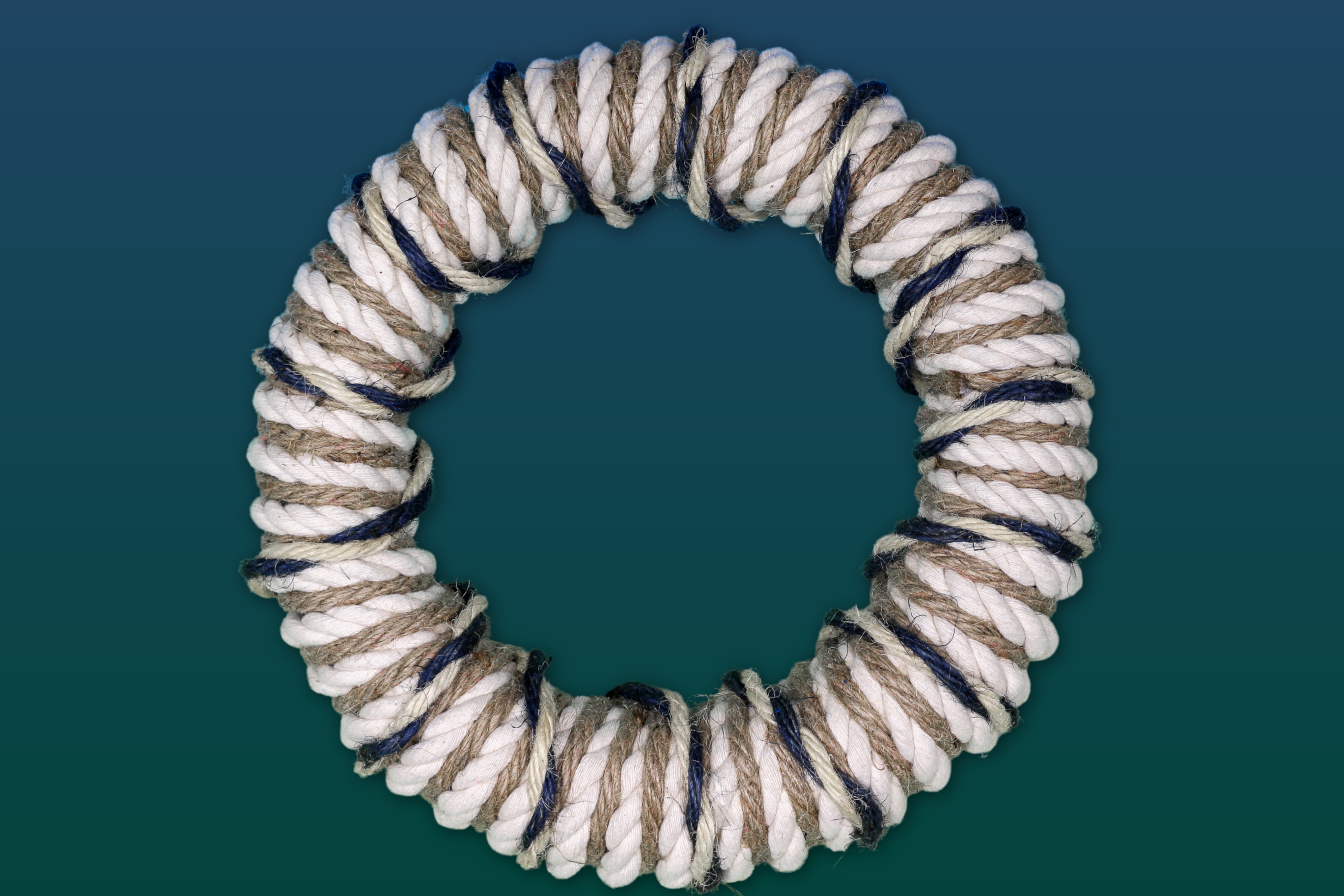 nautical and sisal rope wrapped around a wreath form