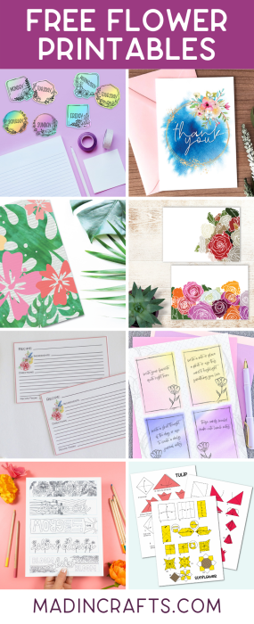 collage of free flower printables
