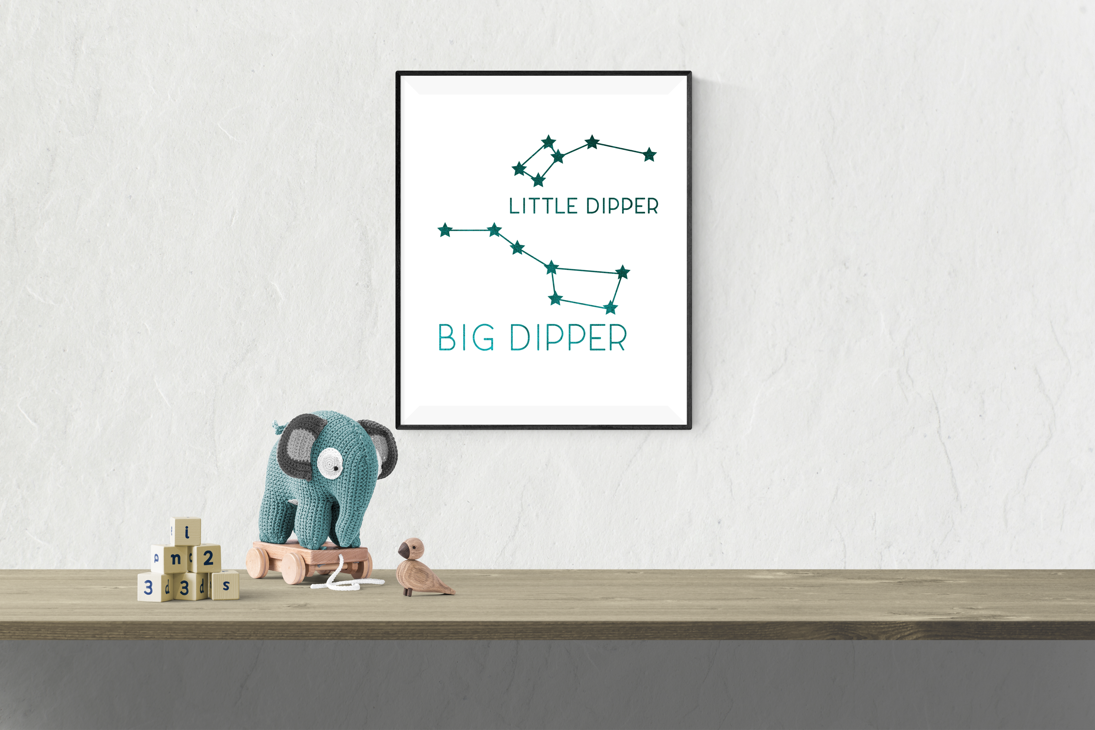 Big and Little Dipper Artwork on a nursery wall