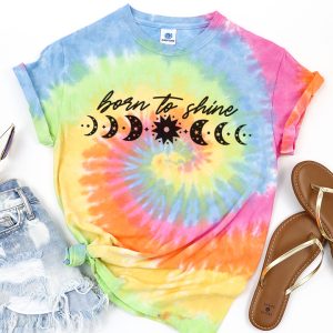 Tie dye shirt with Born to Shine SVG