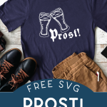 Prost SVG design in vinyl on a blue men's t-shirt