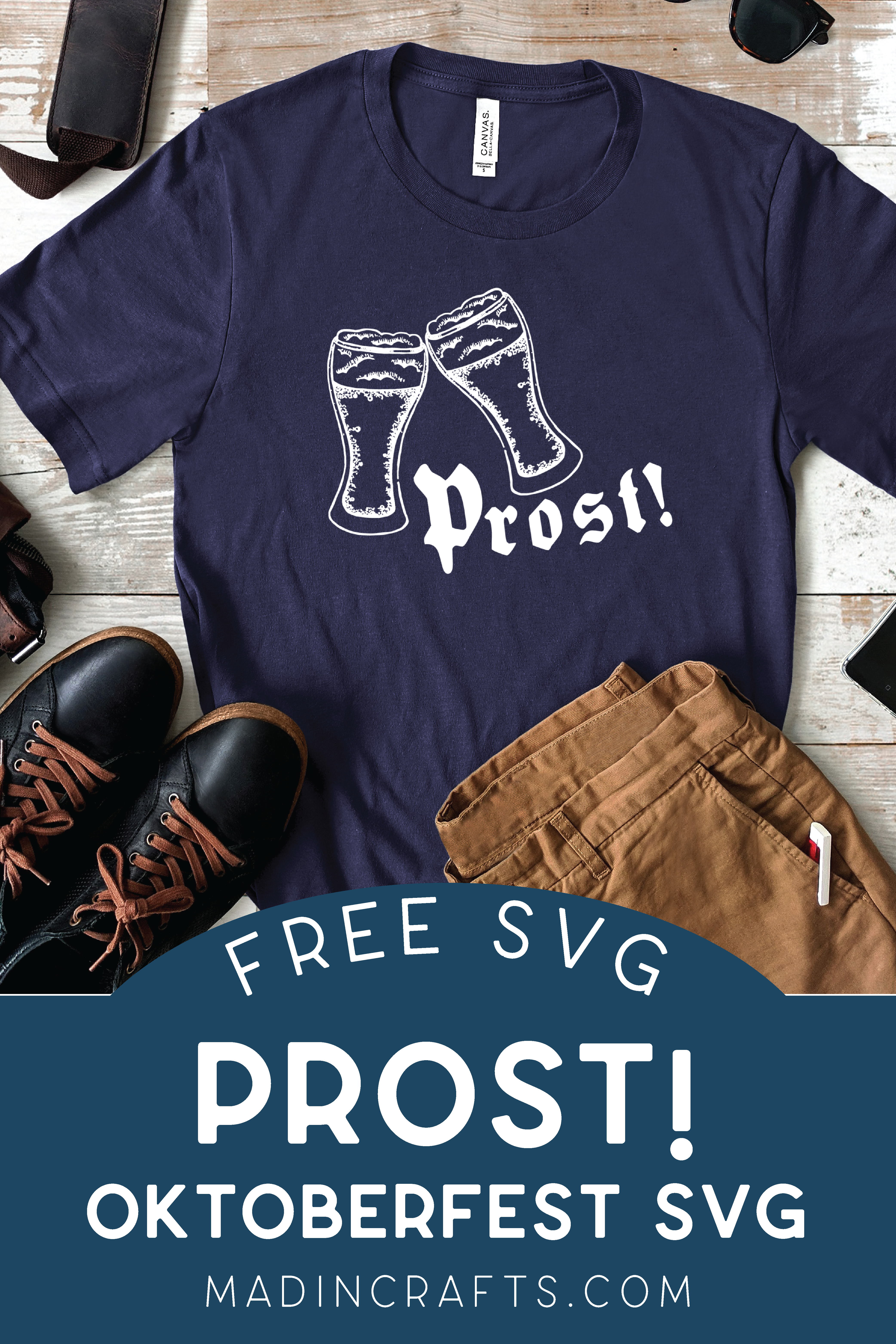 Prost SVG design in vinyl on a blue men's t-shirt
