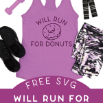 purple tank top with Will Run for Donuts SVG design