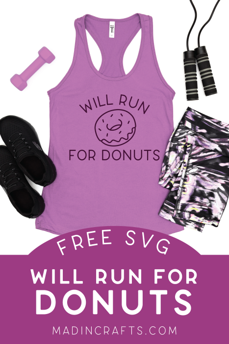 purple tank top with Will Run for Donuts SVG design