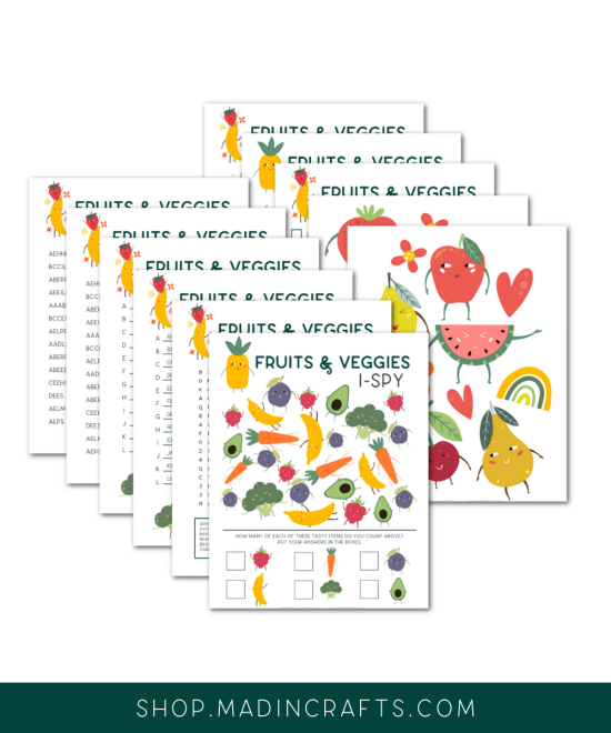collage of fruit and vegetable printables
