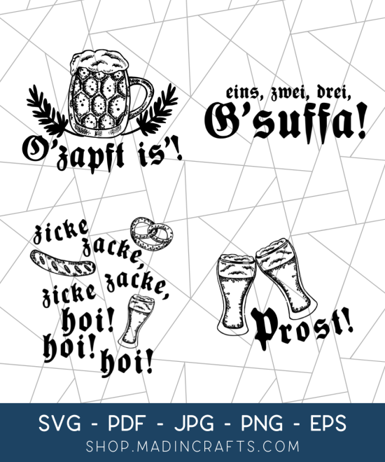 collage of Oktoberfest themed SVG designs