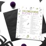 Halloween movie bucket list printable near bats and spiders