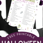Halloween movie bucket list printable near bats and spiders