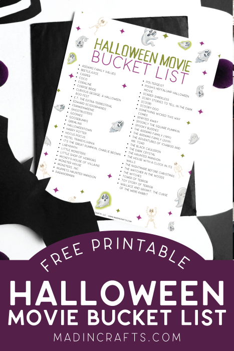 PRINTABLE HALLOWEEN MOVIE BUCKET LIST FOR KIDS Halloween Mad in Crafts