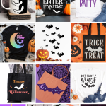 collage of Halloween projects made with free bat SVGs