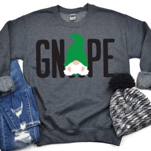 long sleeved grey shirt with Gnope design