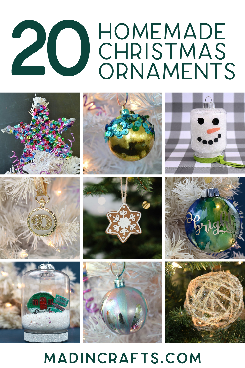 collage of homemade ornaments