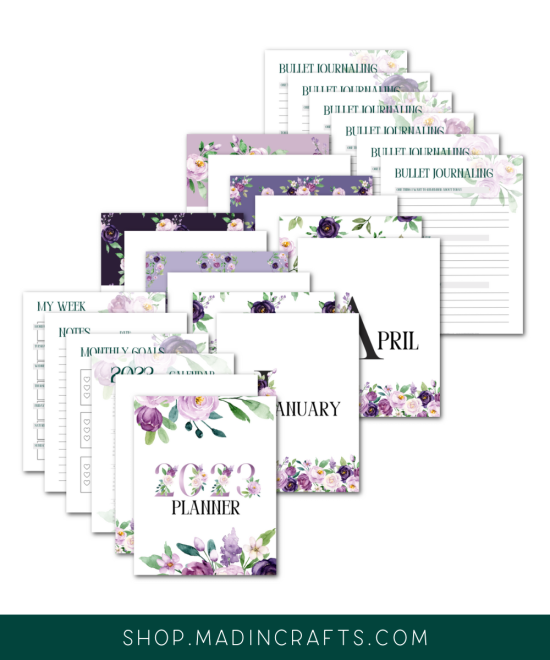 collage of printable planner sheets