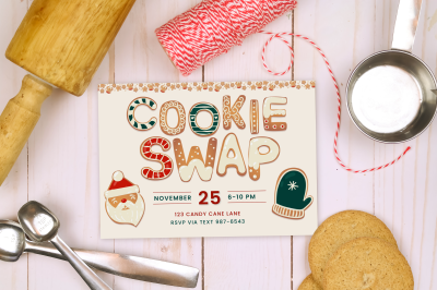 cookie swap invitation near baking supplies