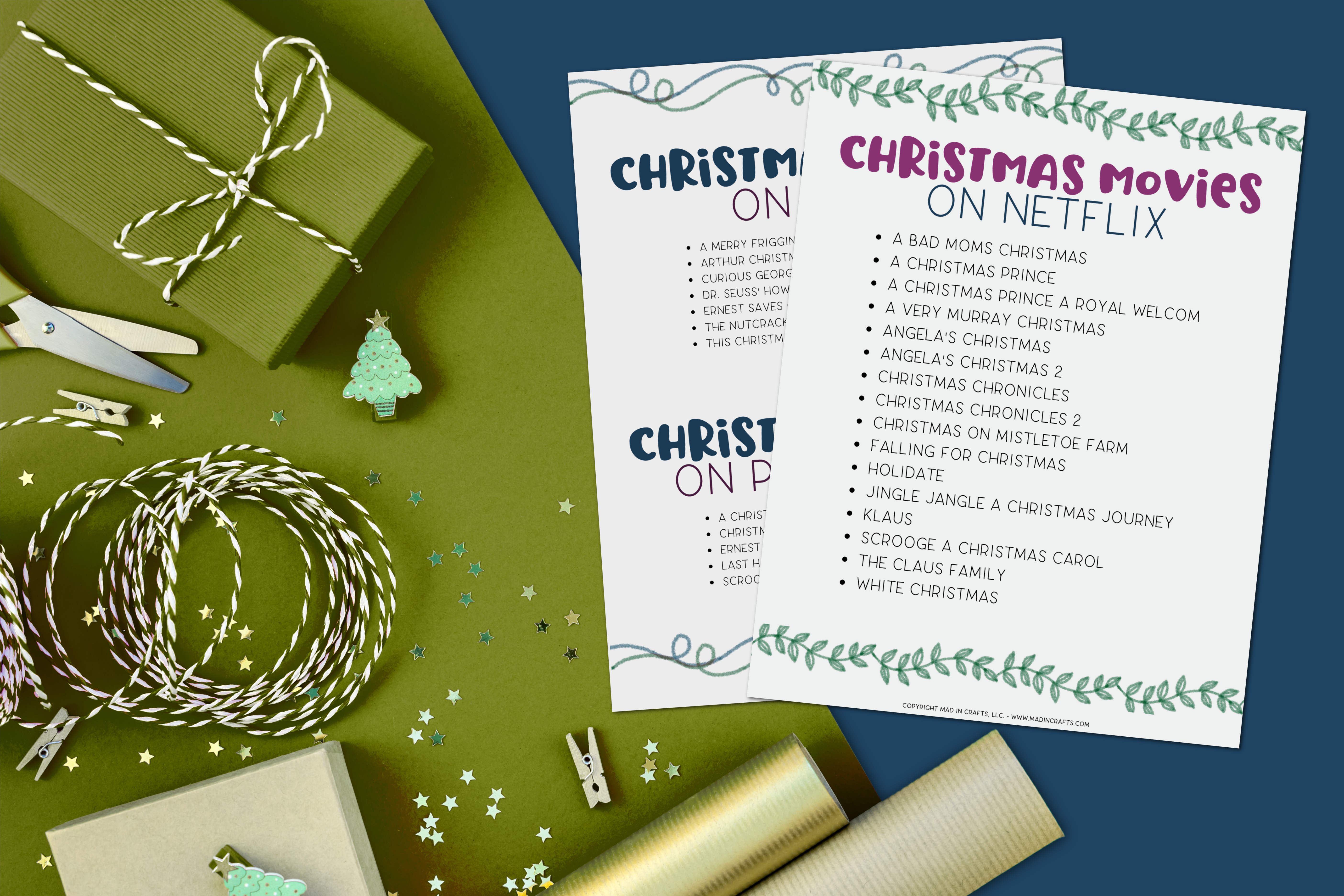 christmas movie printables by gift wrap