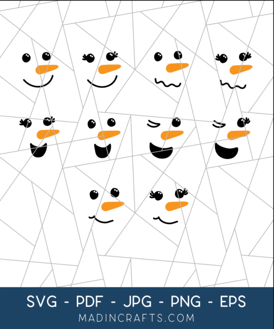 collage of snowman face SVGs
