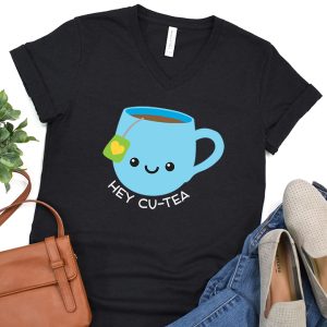 Hey Cu-Tea SVG on a black shirt