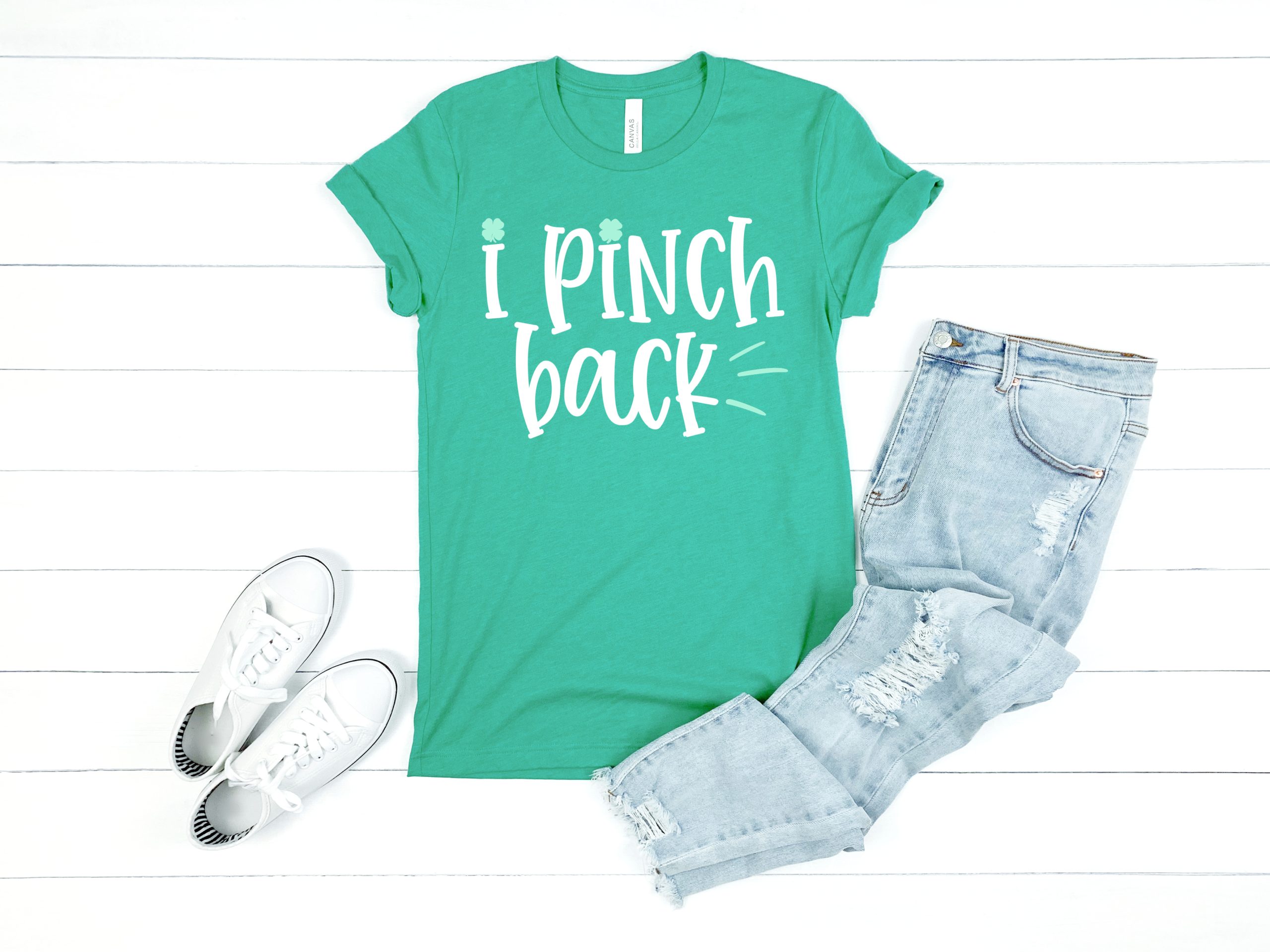kelly green t-shirt with I Pinch Back design