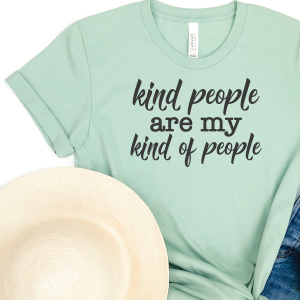 Yellow shirt with Just Be a Kind People are My Kind of People SVG