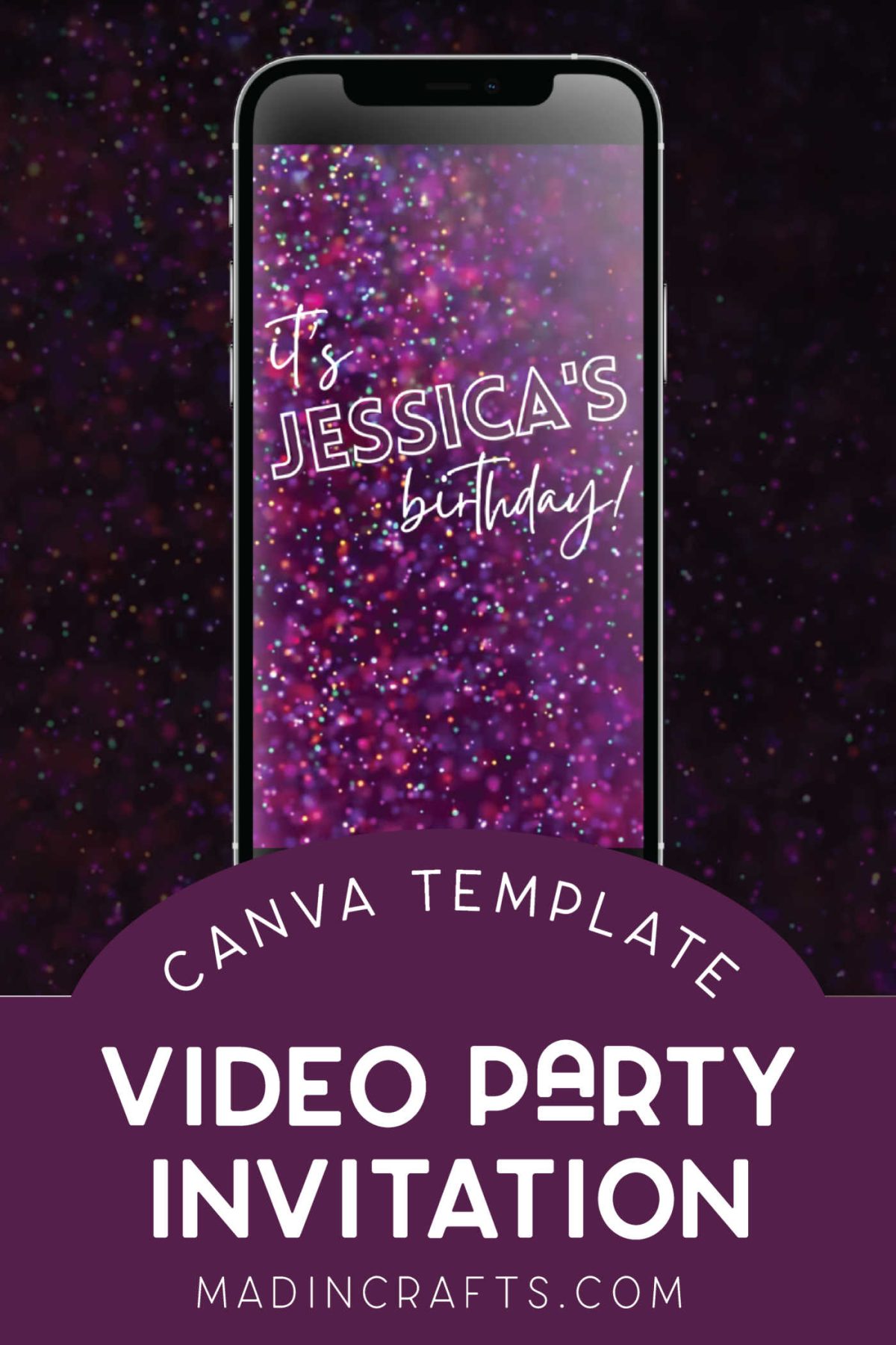 iPhone showing a video party invitation made in Canva