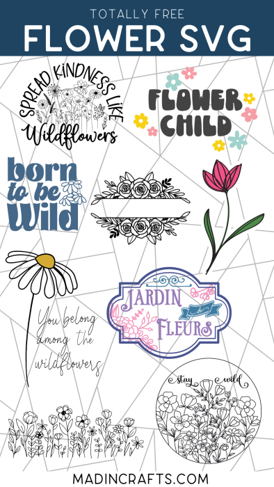 collage of flower themed SVGs